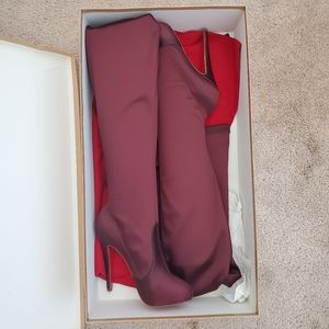 Authentic CL thigh high satin boots
